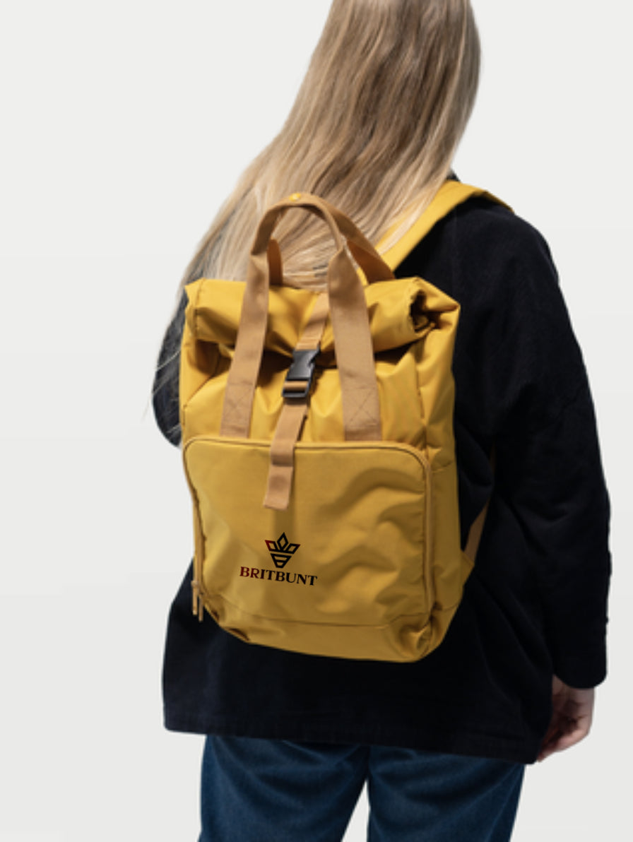 BRITBUNT® Twin Handle Roll-Top Backpack Mustard