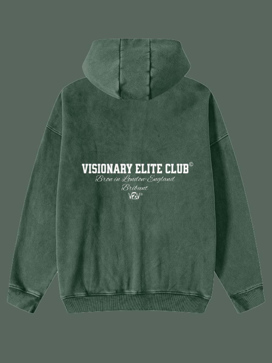 Elite Club v2v Acid Washed Zip Fleece  Hoodie