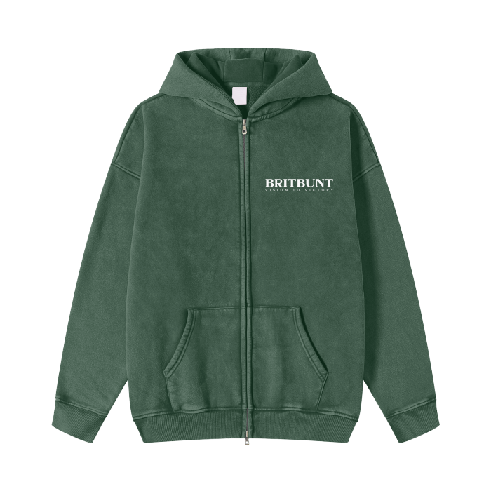 BRITBUNT® Acid Washed Zip Fleece  Hoodie