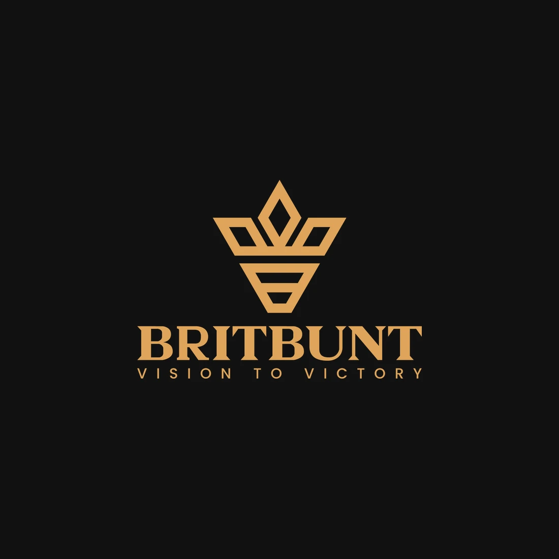 The Britbunt neck label design: the crown, BRITBUNT and VISION TO VICTORY, printed in gold inside the neck
